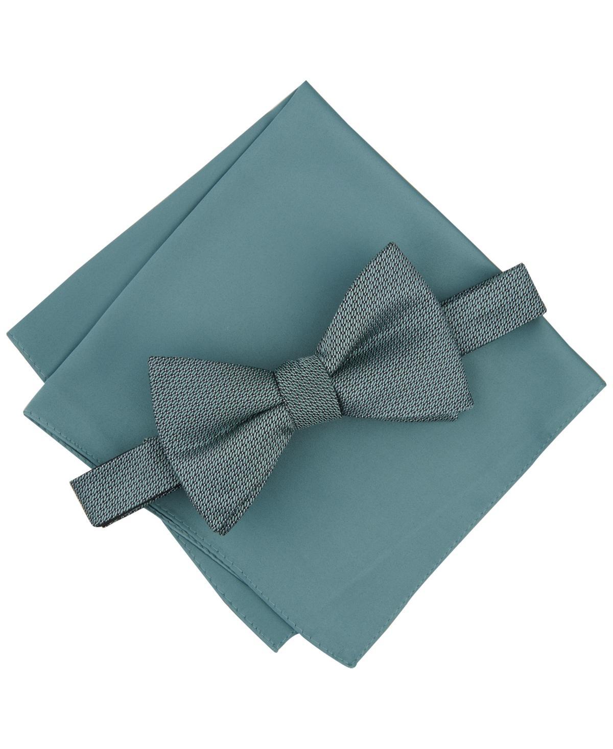 Alfani Mens Sawyer Solid Bow Tie & Textured Pocket Square Set, Created for Macys Product Image