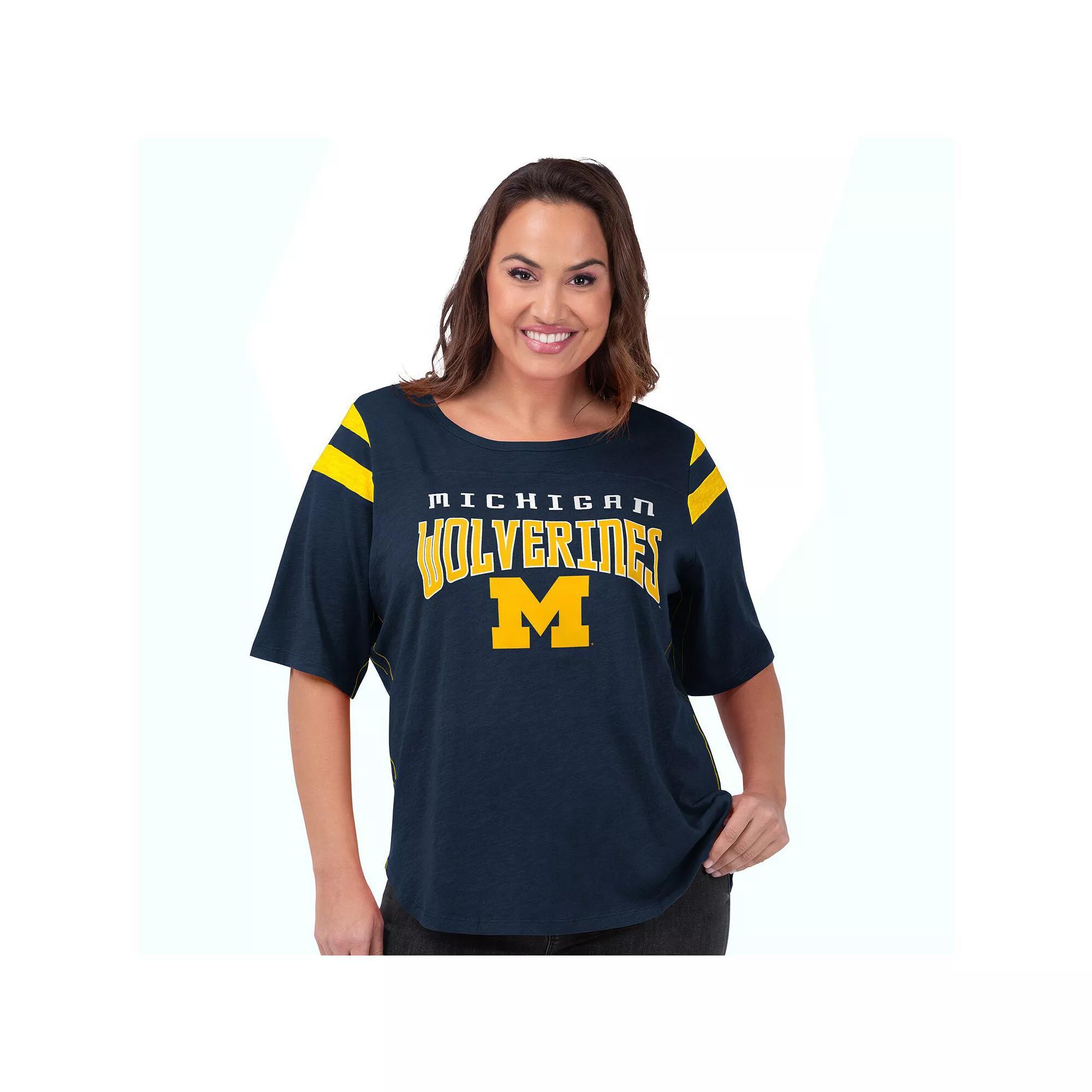 Women's G-III 4Her by Carl Banks Navy Michigan Wolverines Linebacker T-Shirt,  Product Image