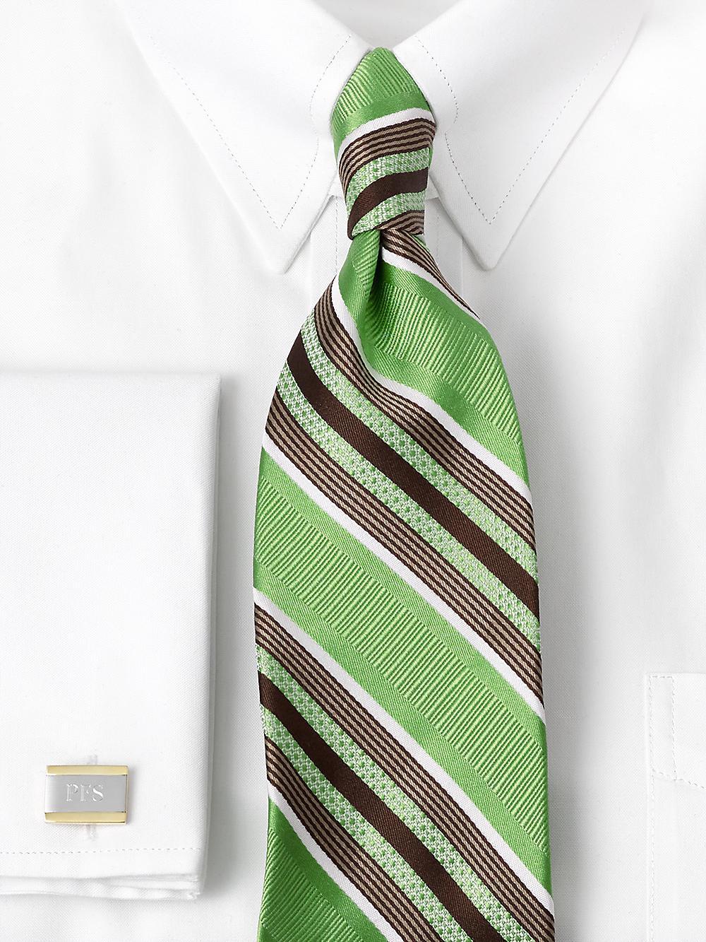 Stripe Woven Silk Tie - Green Product Image