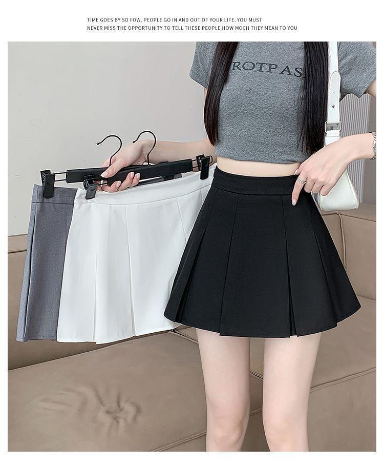 High Rise Plain Mini Pleated Skirt Product Image