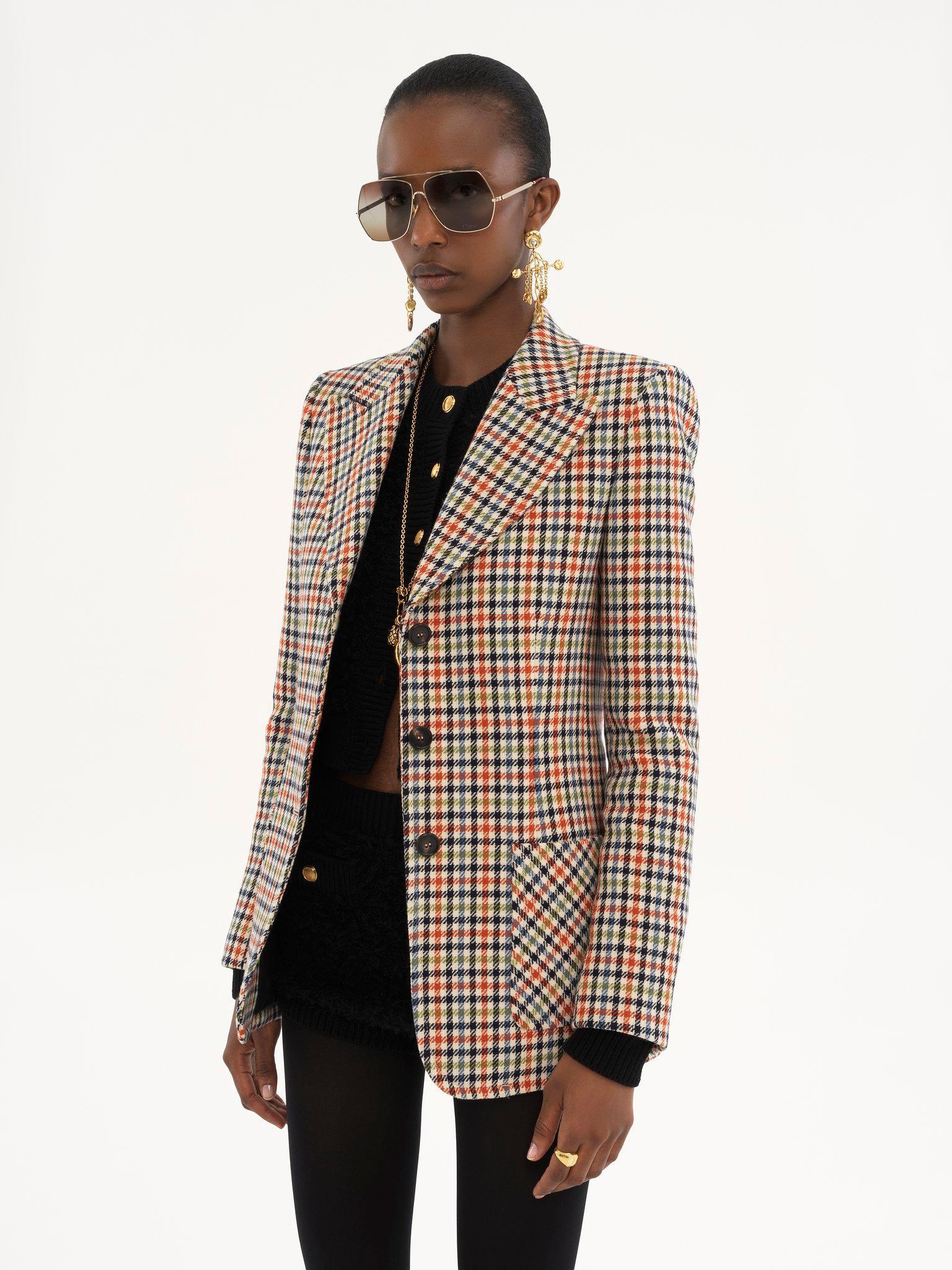 Tailored jacket in check wool Product Image