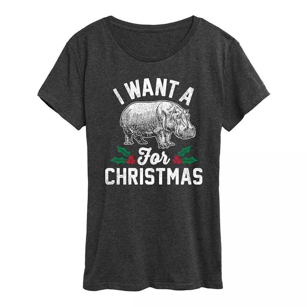 Women's I Want A Hippopotamus Graphic Tee, Girl's,  Product Image