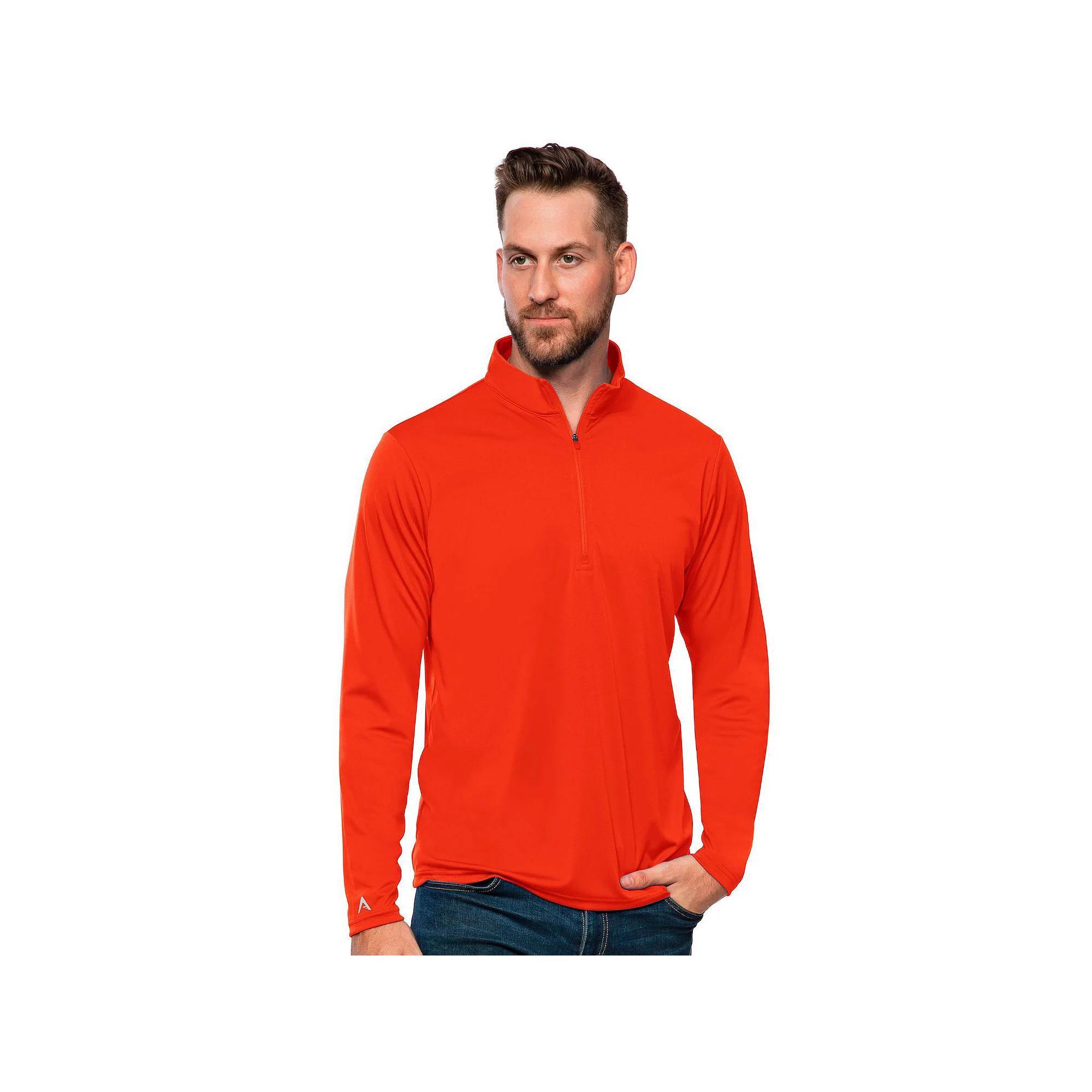 Men's Antigua Blank Tribute Quarter Zip Pullover, Size: Medium, Orange Product Image