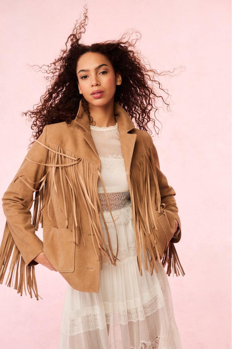 Geraline Suede Fringe Jacket Product Image