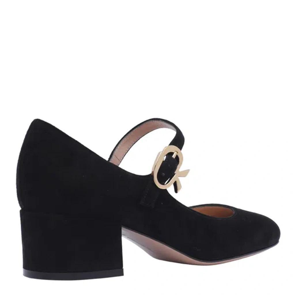 GIANVITO ROSSI Suede Block-heel Mary Jane Pumps In Black Product Image