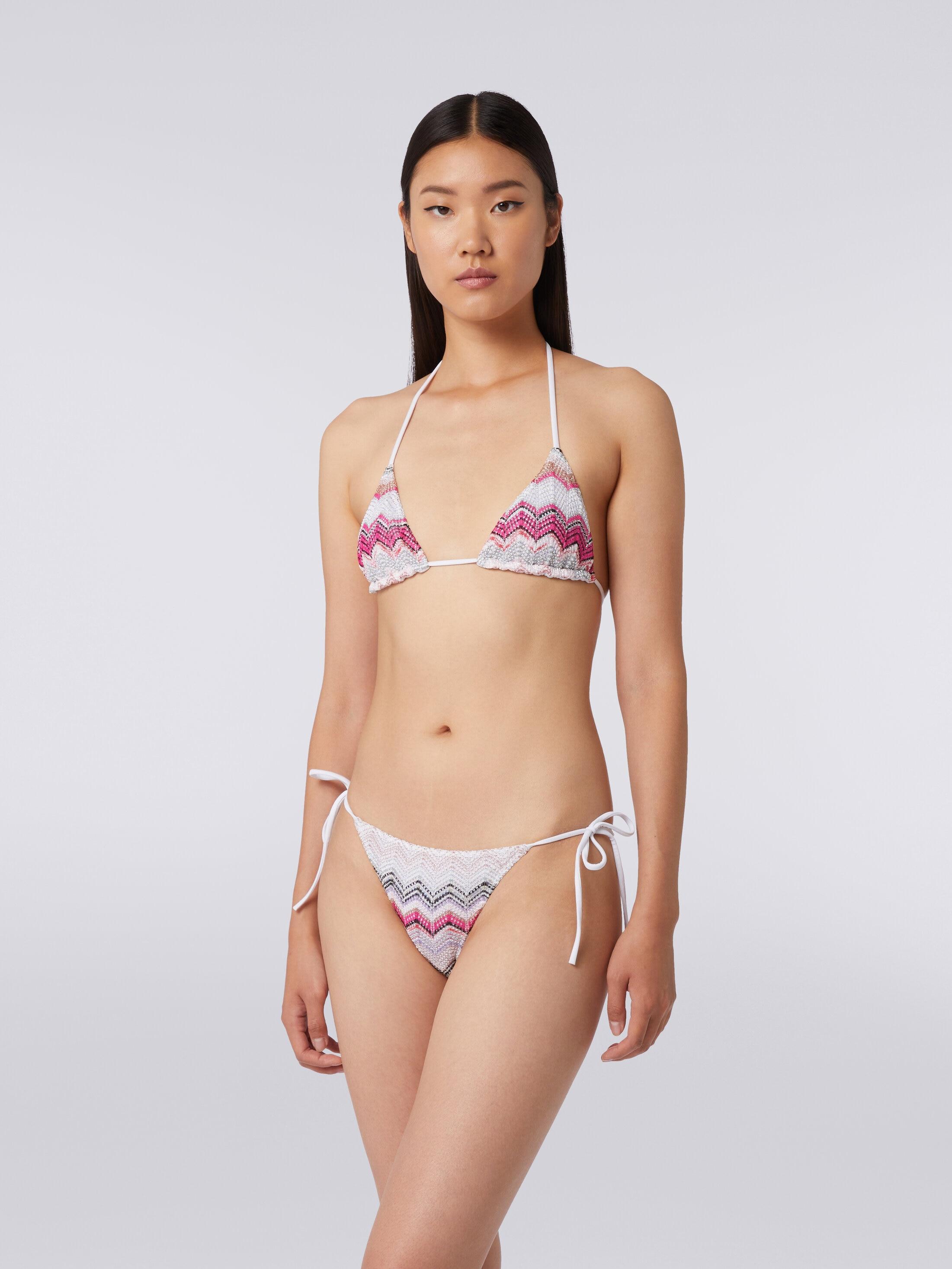 Zigzag crochet bikini with lurex Product Image