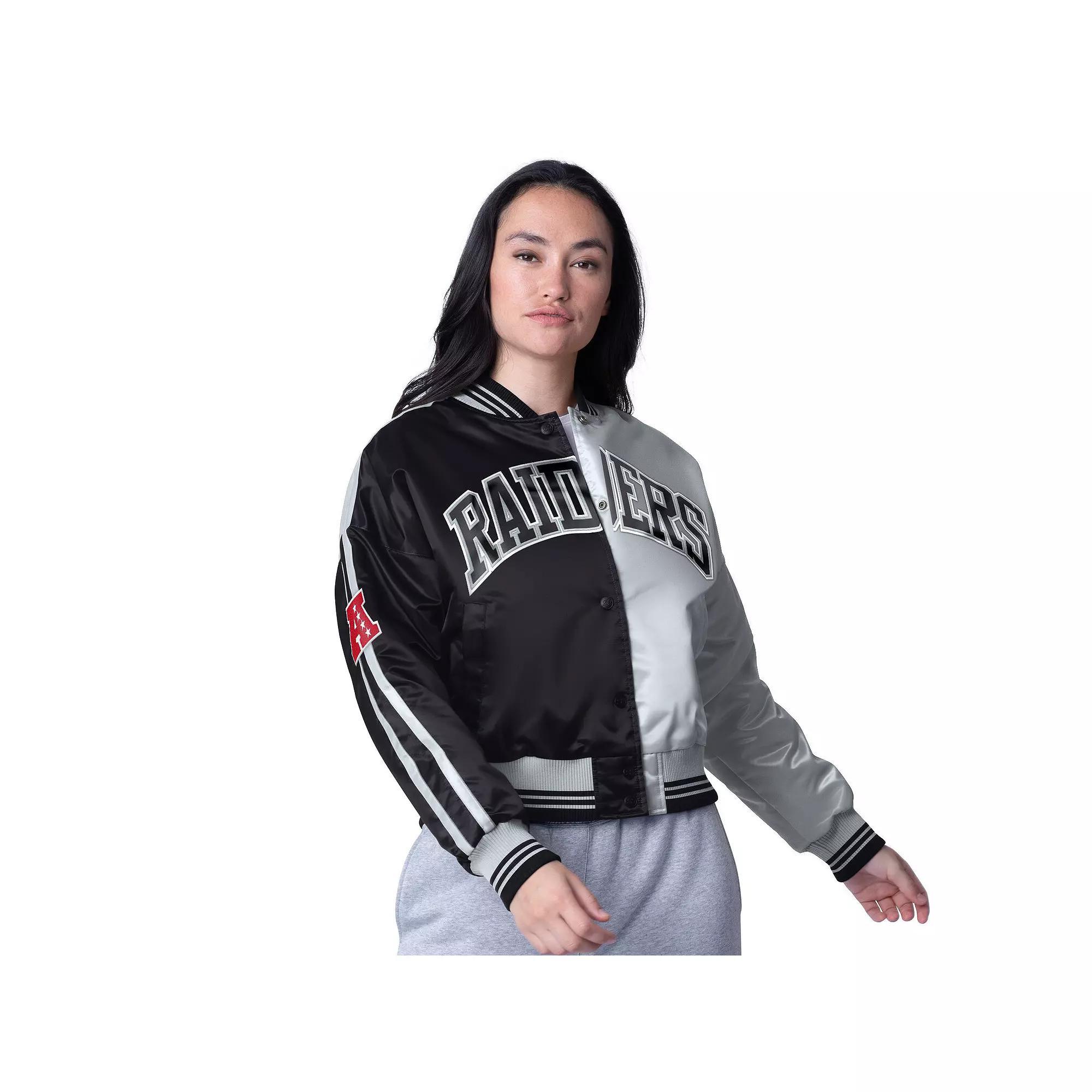 Women's Starter Royal/Gold Los Angeles Rams Zone Blitz Cropped Full-Snap Satin Jacket,  Product Image