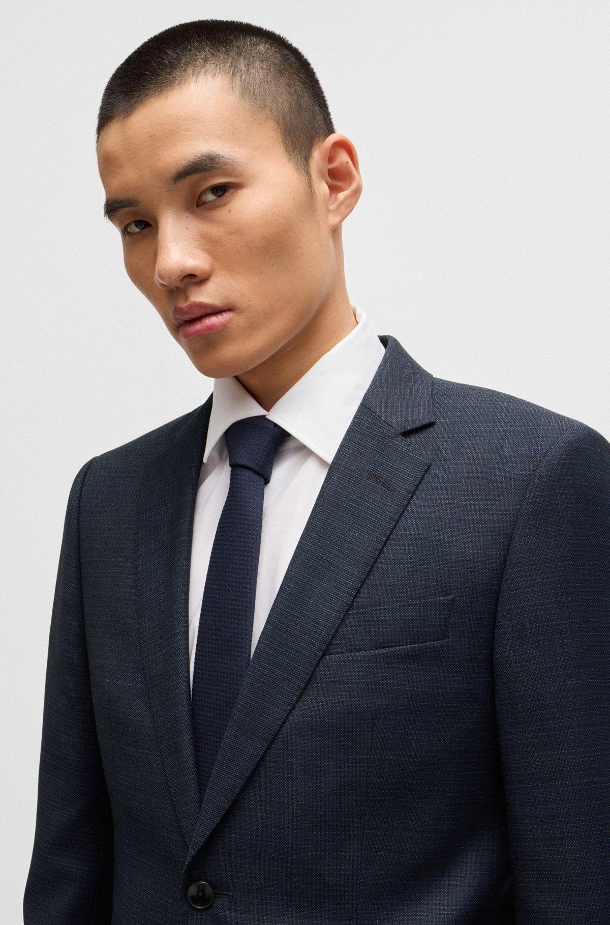 BOSS - Slim-fit suit in micro-patterned stretch wool - Light Blue Product Image