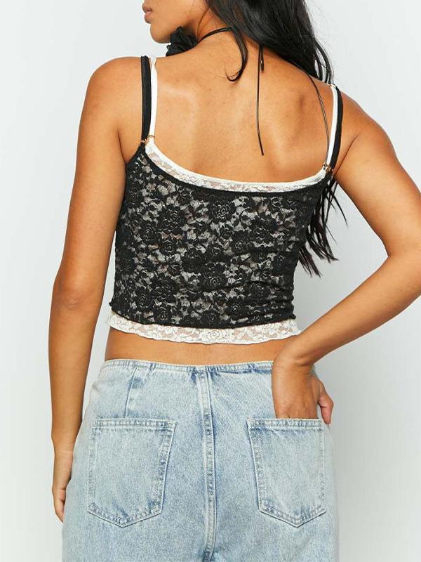 Fake Two Piece Lace Cami Top Product Image