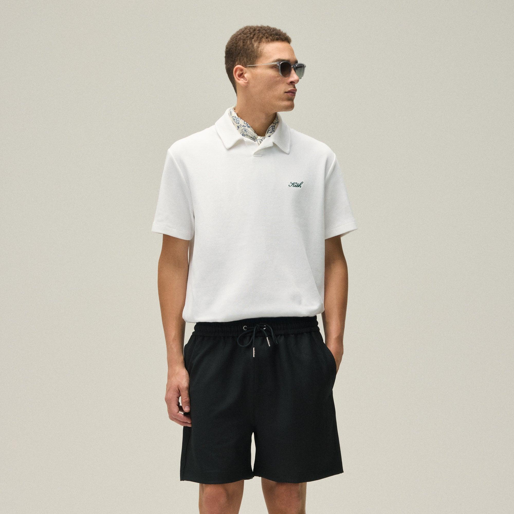 Kith Micro Waffle Drew Polo - White Male Product Image