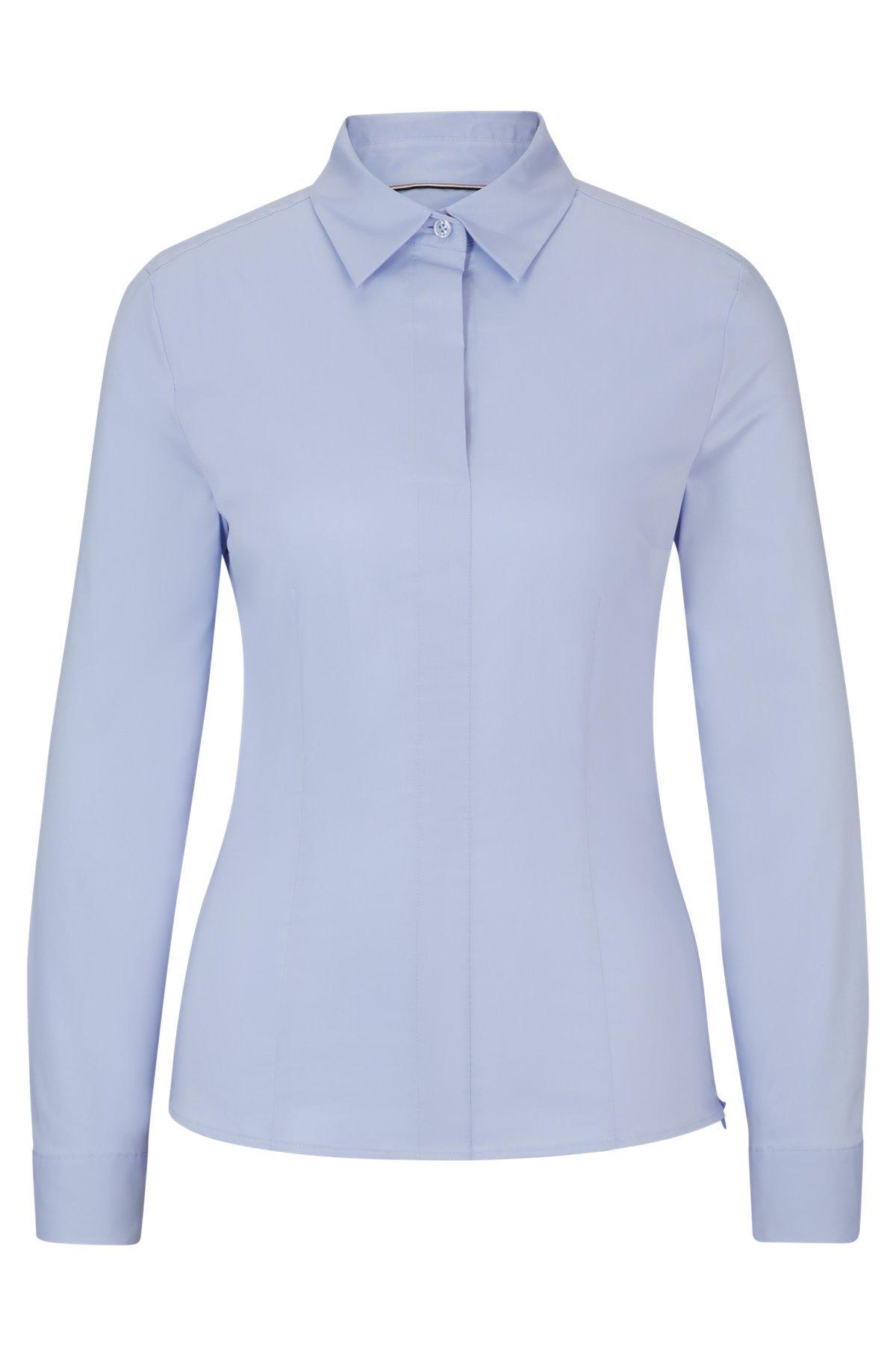Slim-fit blouse in a stretch cotton Product Image
