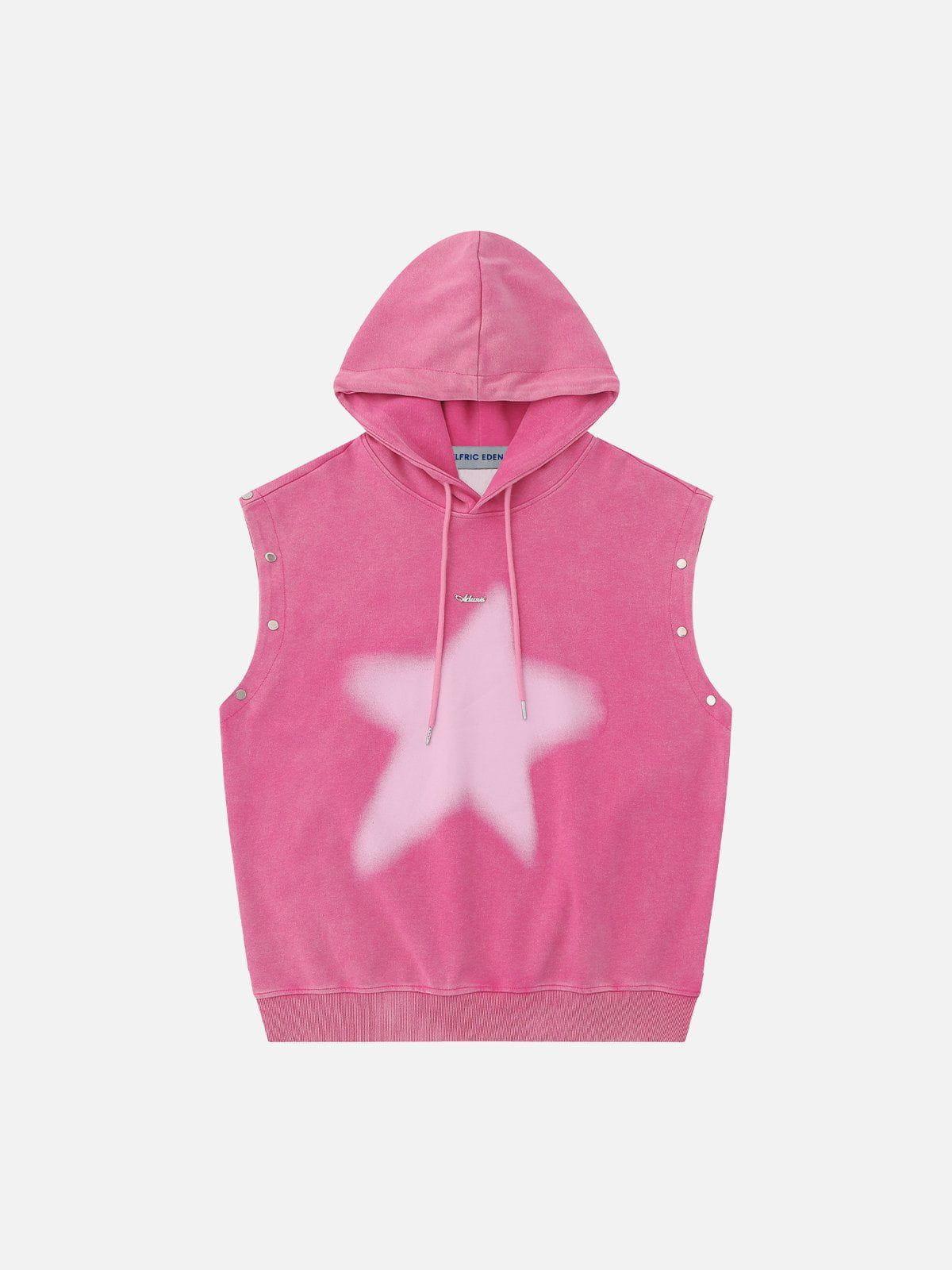 Aelfric Eden Detachable Sleeve Star Washed Hoodie Product Image