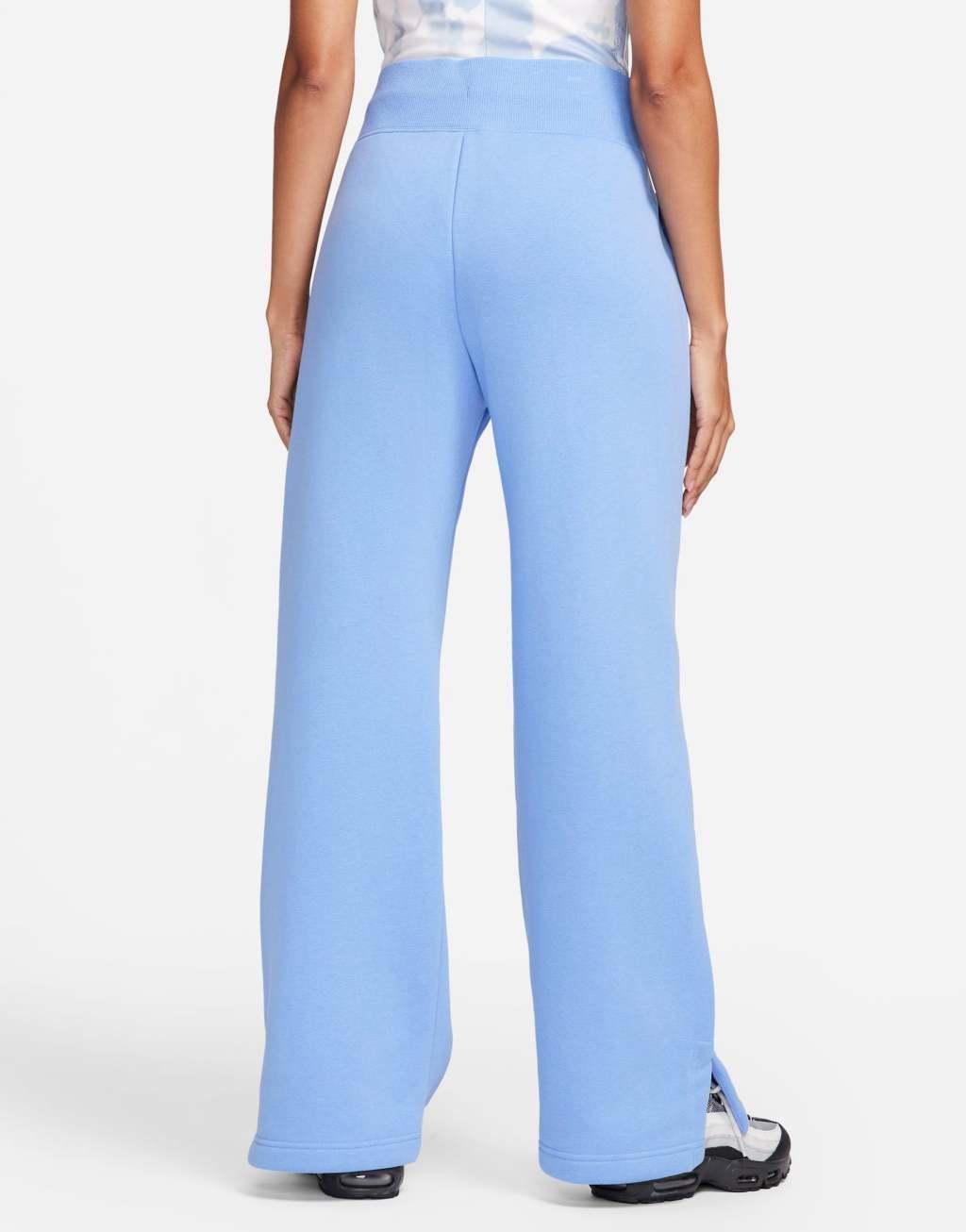 Nike Phoenix Fleece high rise wide leg sweatpants in blue Product Image