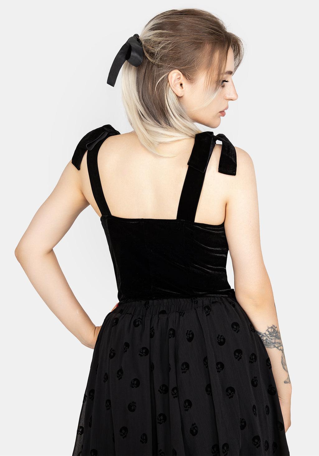 Lisette Velour Tie Strap Corset Top Product Image