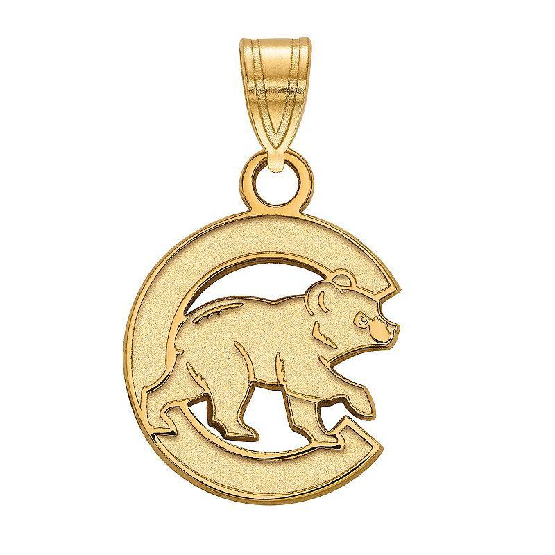 10k Gold LogoArt Chicago Cubs Small Walking Bear Pendant, Womens White Product Image