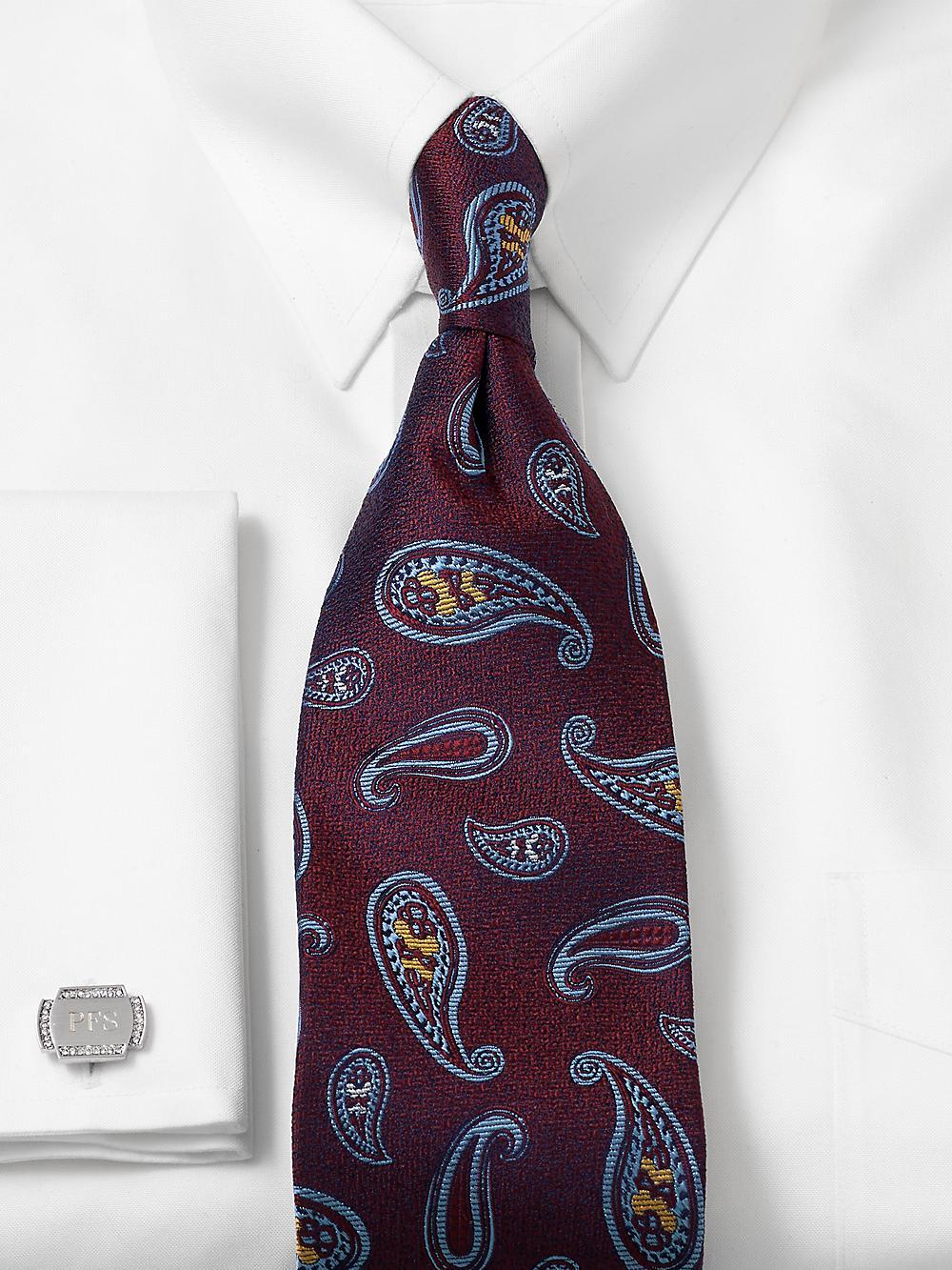 Paisley Woven Silk Tie - Burgundy Product Image