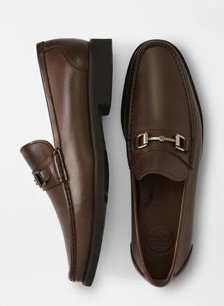 Peter Millar Mens Leather Bit Loafer | Color: Brown | Size: 15 Product Image