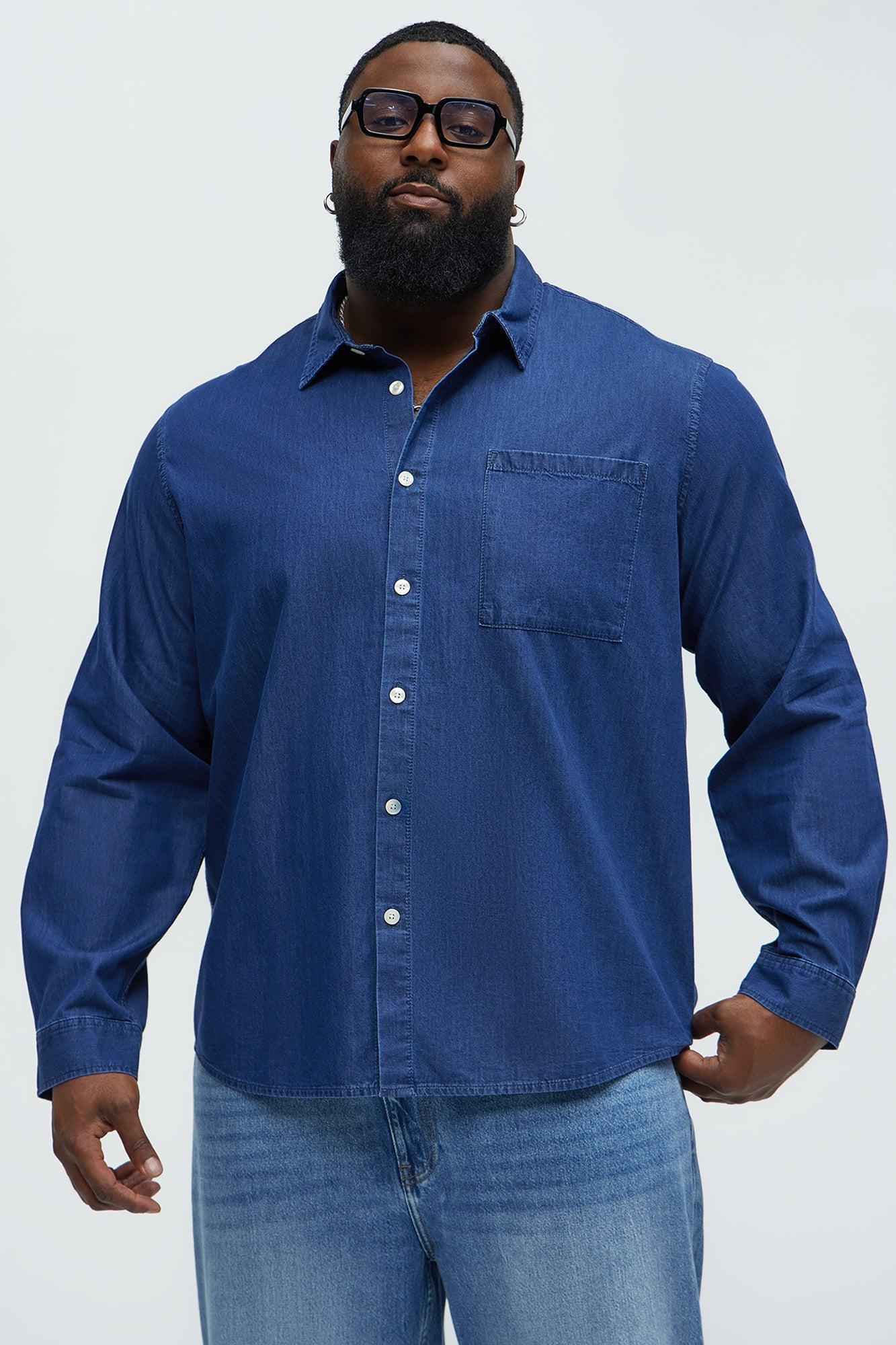 Chambray Long Sleeve Shirt - Dark Wash Product Image