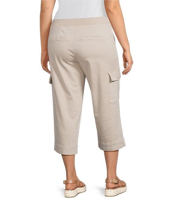 Intro Plus Size Rib Knit Pheobe Pull-On Cargo Capri Pants Product Image