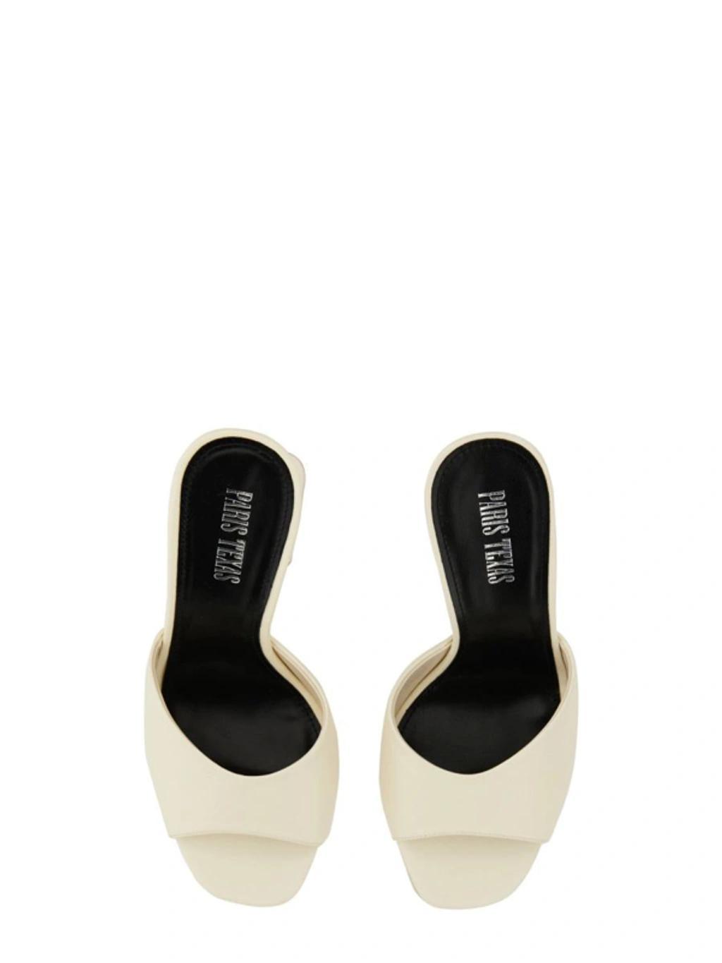 Anja 100mm Leather Mules In White Product Image