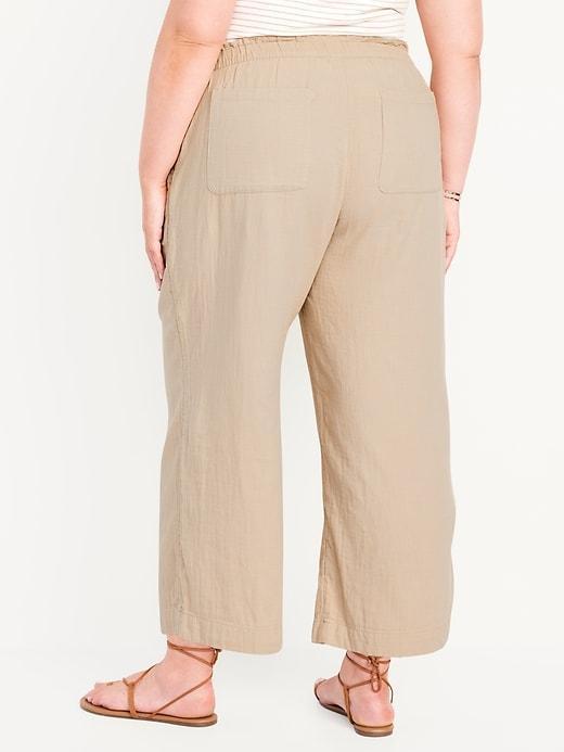 High-Waisted Crinkle Gauze Ankle Pants Product Image