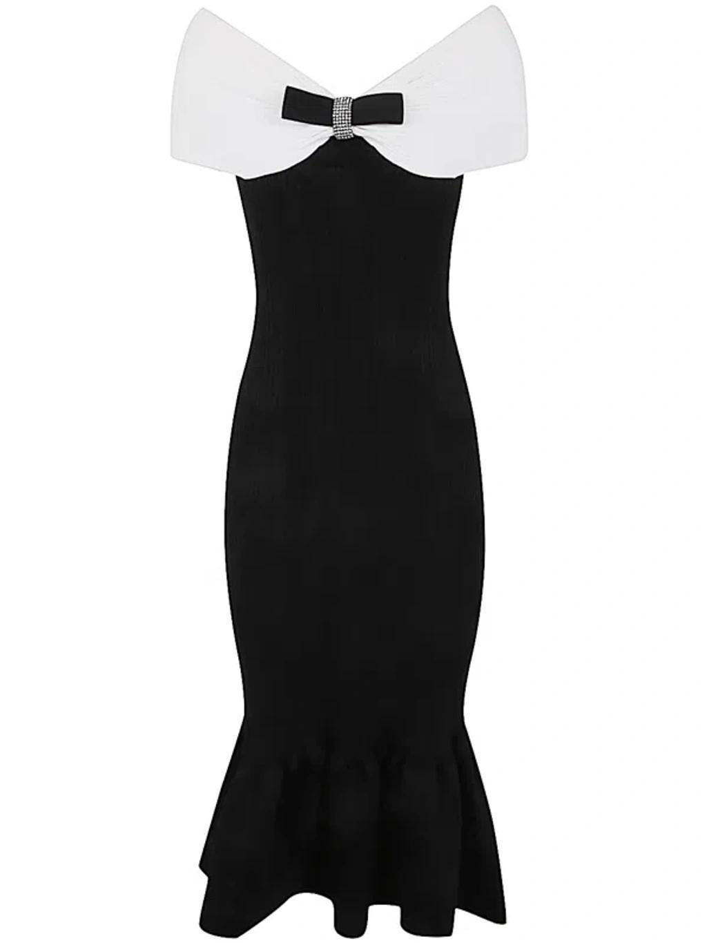 bow-detail ribbed midi dress Product Image