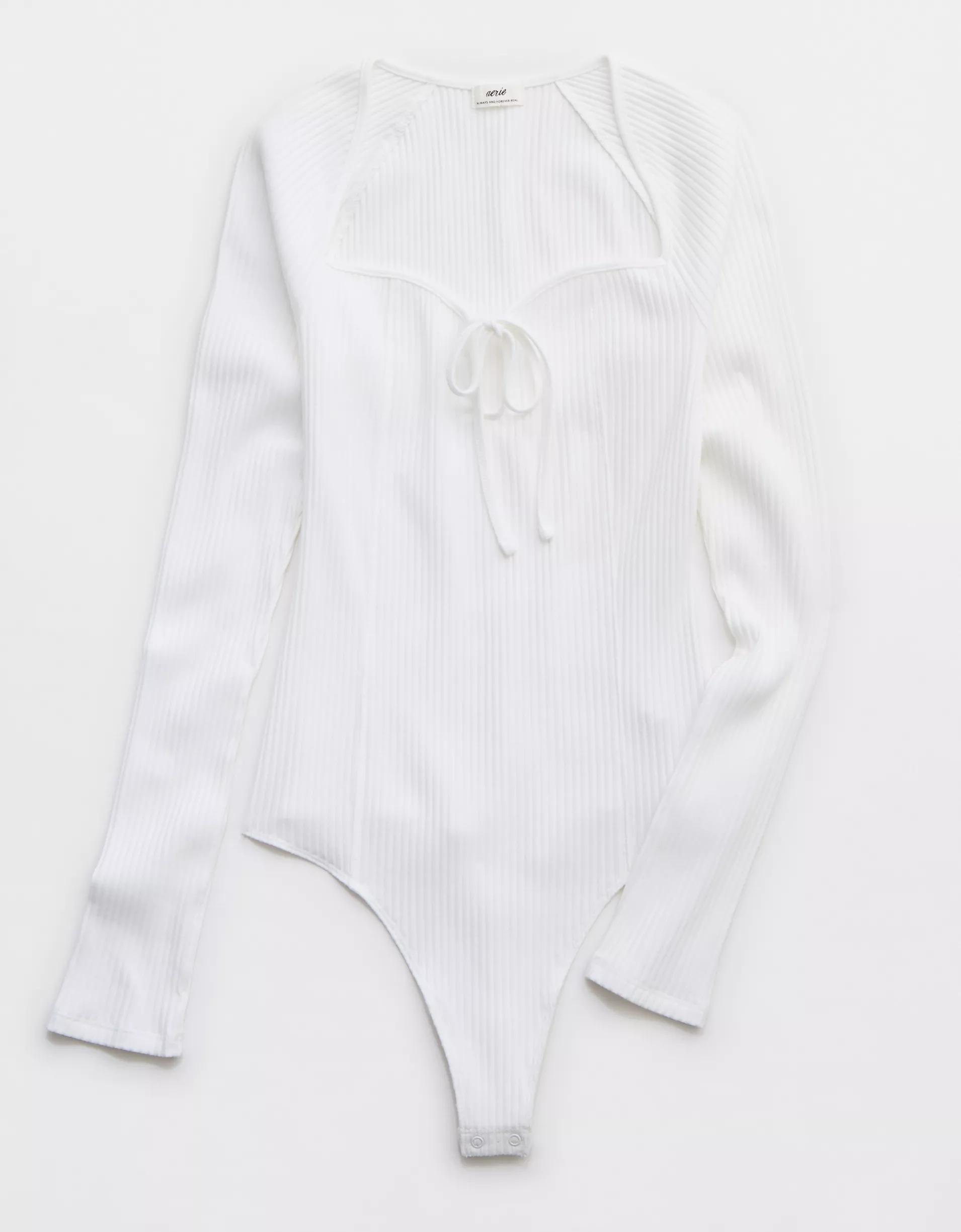 Aerie Long Sleeve Tie Front Bodysuit Product Image