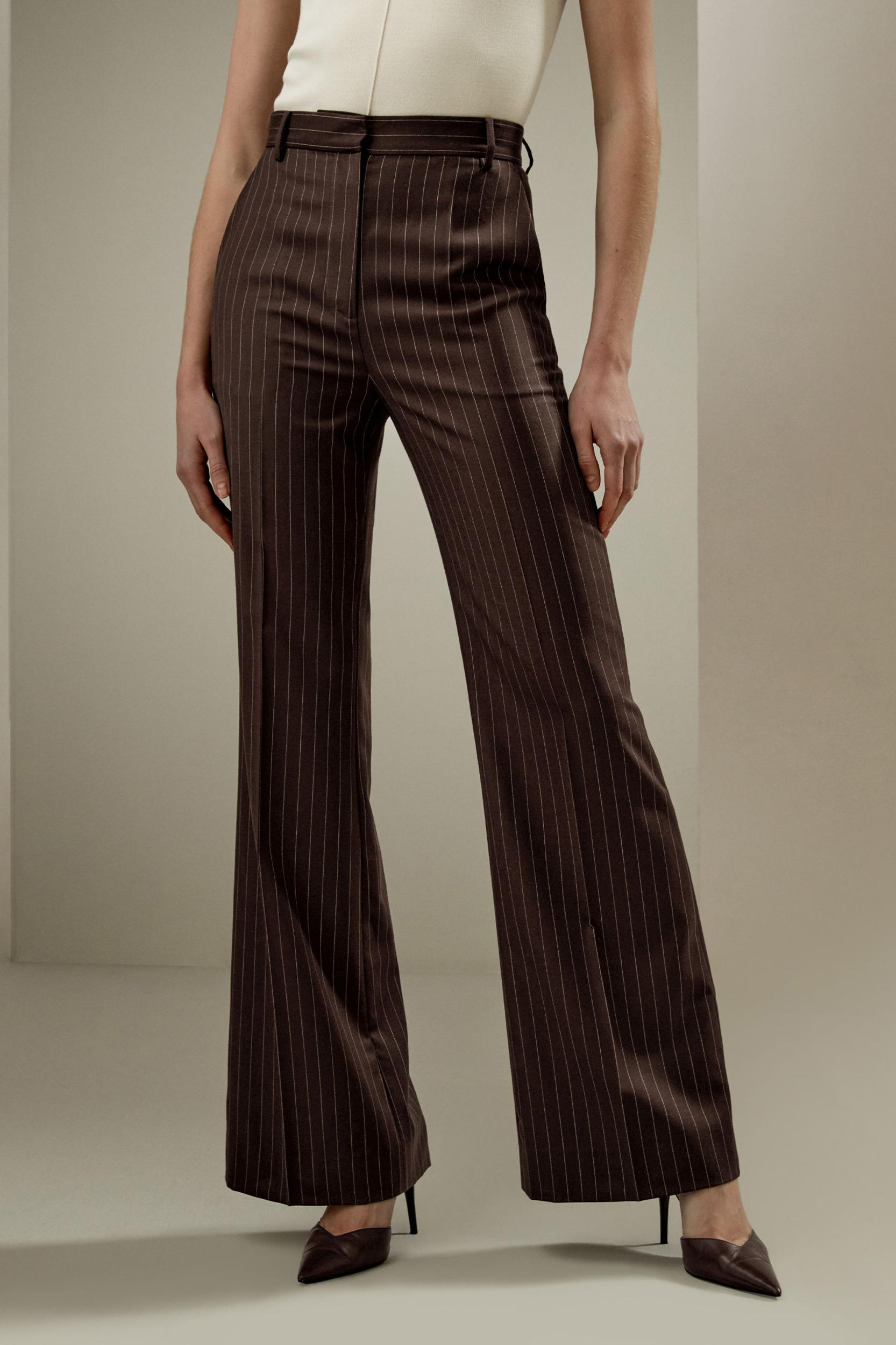 Pinstriped high-rise straight pants Product Image