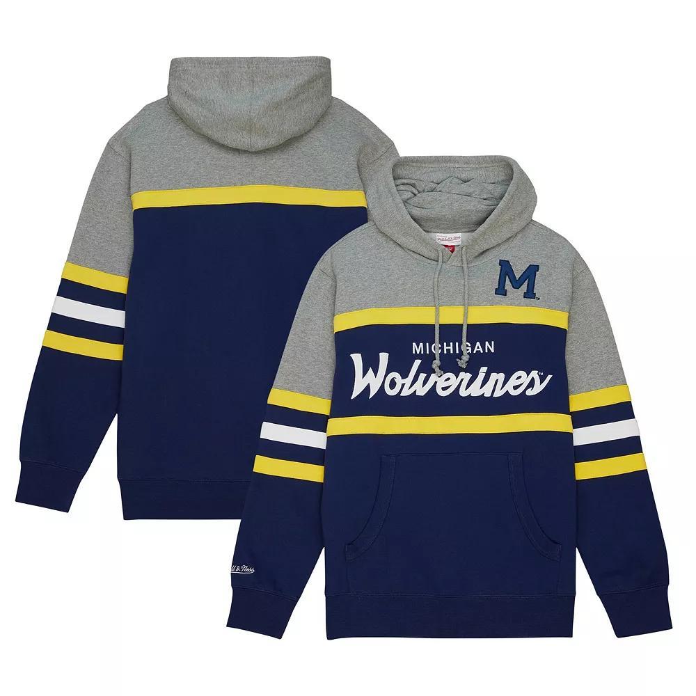Men's Mitchell & Ness Navy Michigan Wolverines Head Coach Pullover Hoodie, Size: 2XL, Blue Product Image