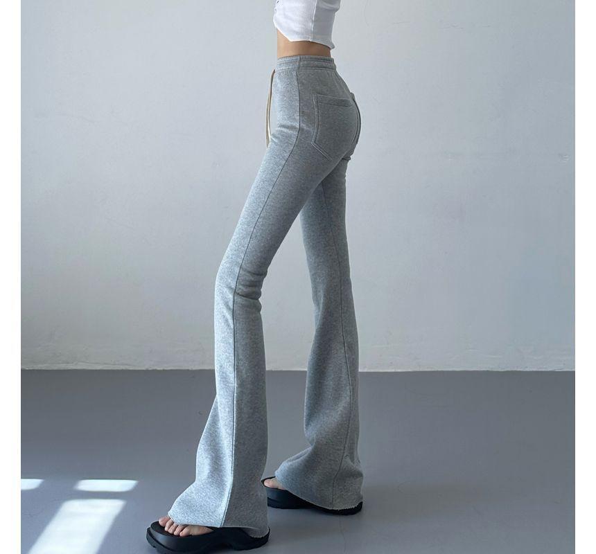Drawstring Waist Plain Flared Sweatpants Product Image