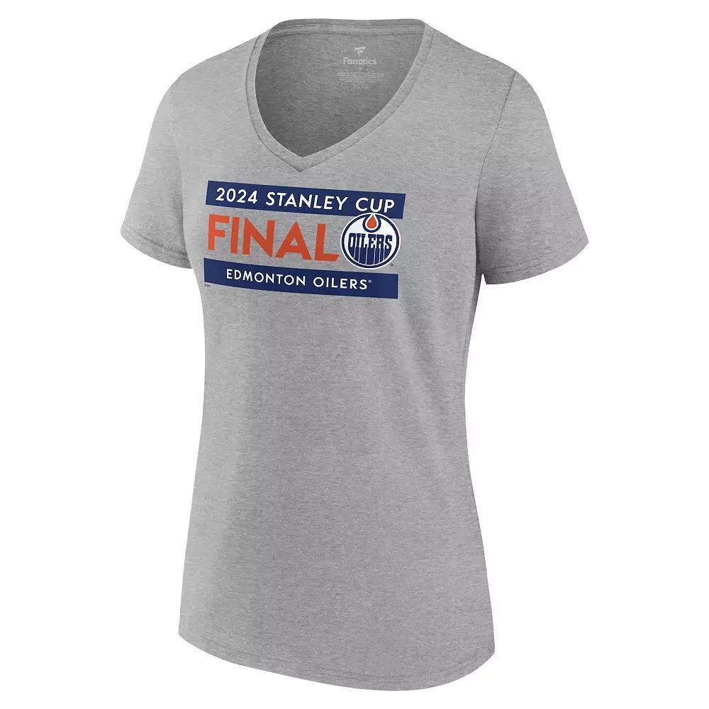 Women's Fanatics NHL Edmonton Oilers 2024 Conference Finals Champs Roster V-Neck Tee, Size: Medium, Oil Gray Product Image