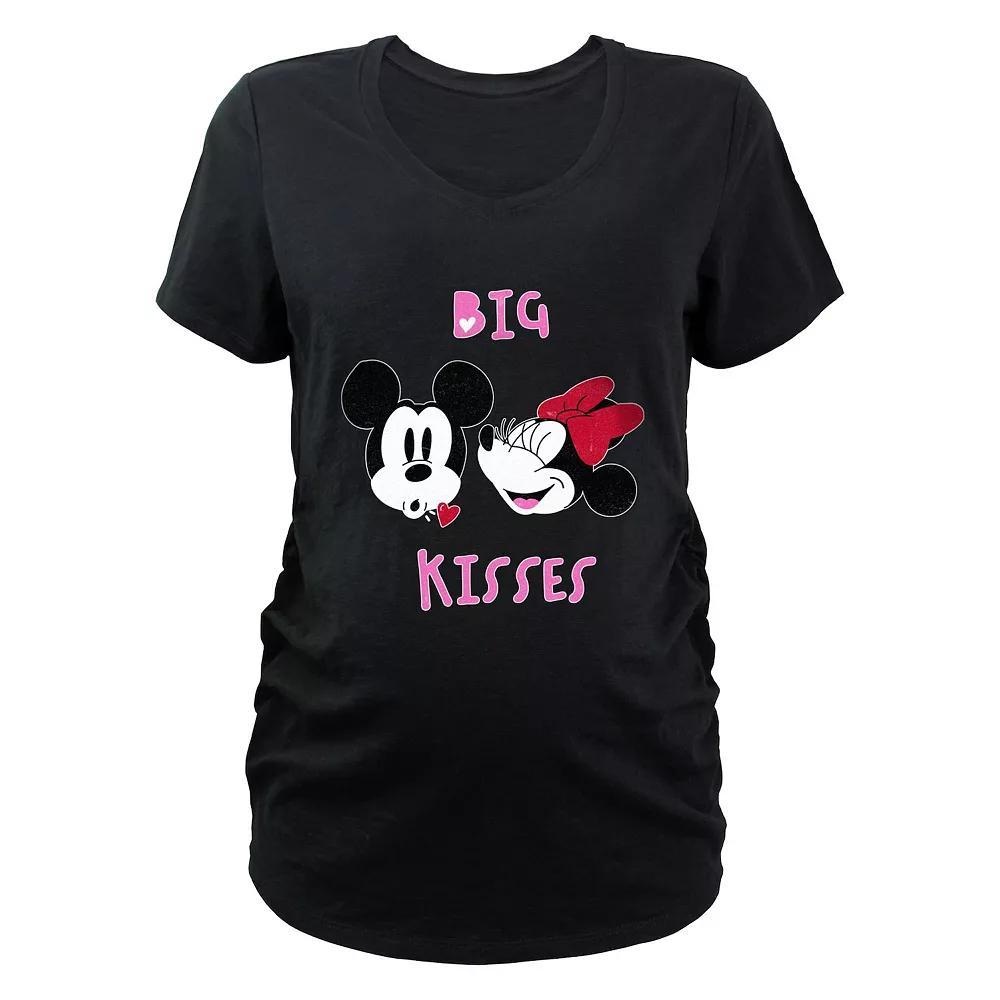 Disney's Mickey Mouse And Minnie Mouse Big Kisses Maternity Graphic Tee, Women's, Size: Small-Mat, Black Product Image