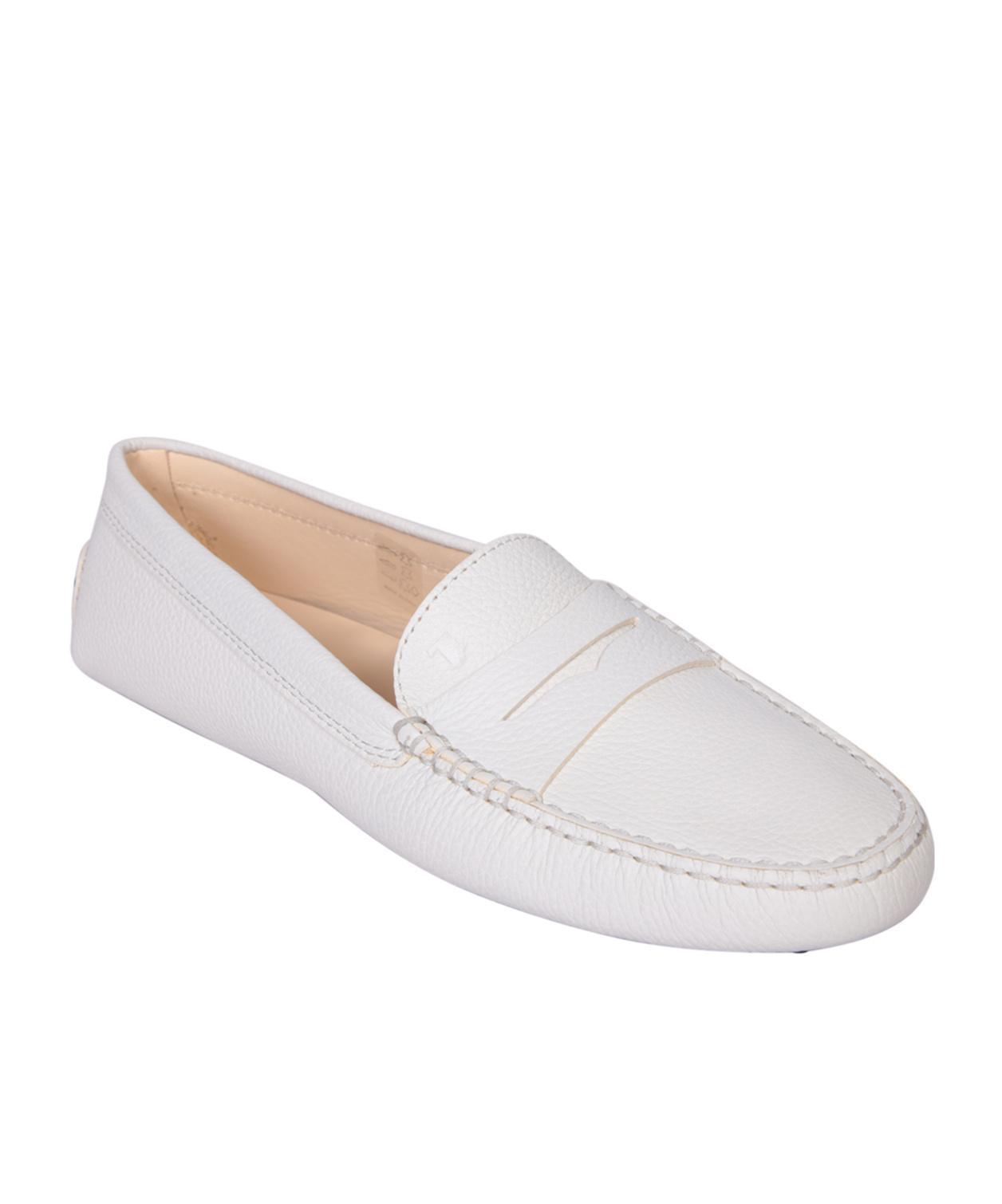 TOD'S Logo Detailed Slip-on Loafers In White Product Image