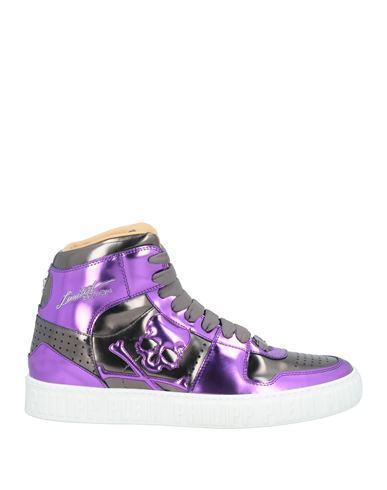 PHILIPP PLEIN Man Sneakers Purple Size 9 Leather Product Image