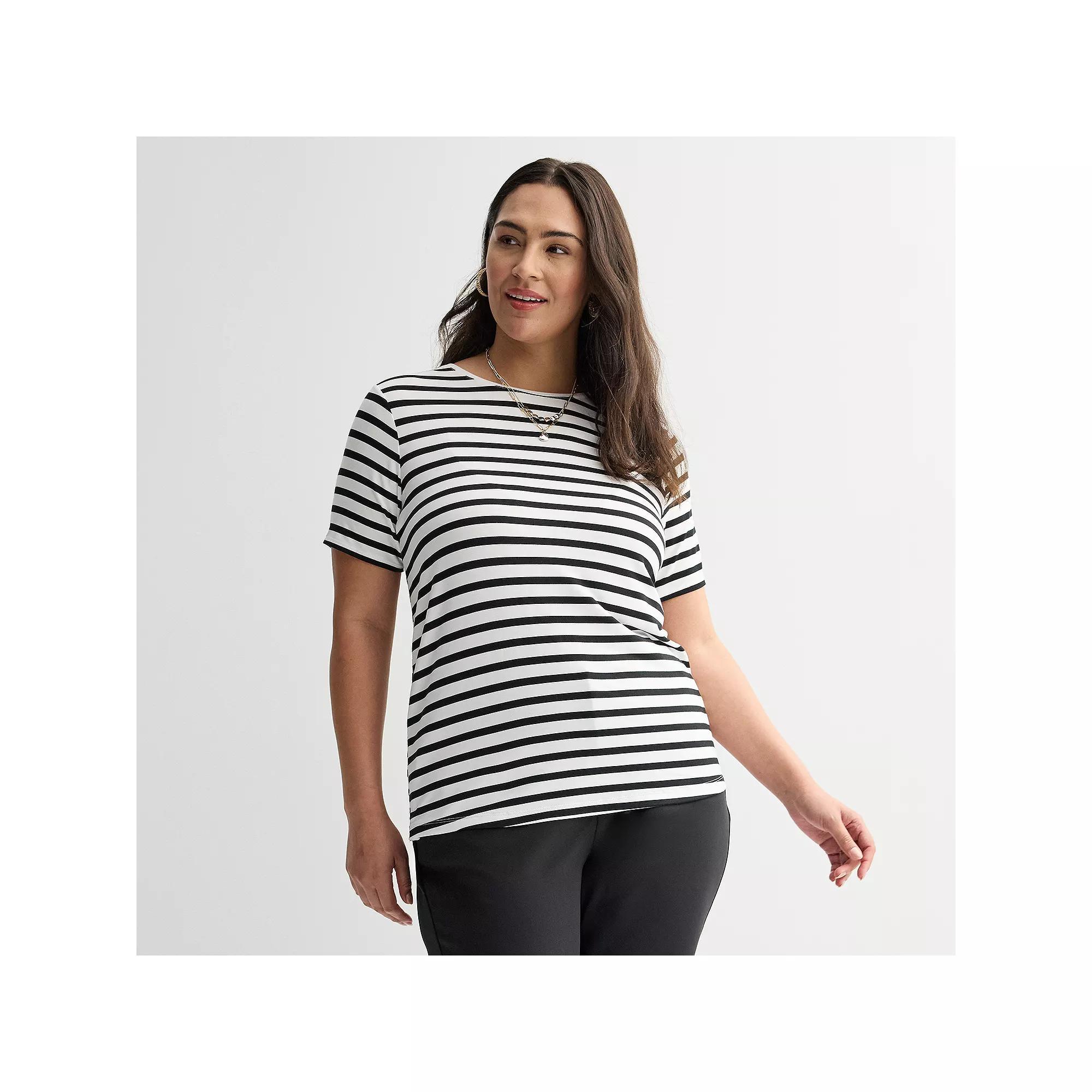 Plus Size Nine West Essential Crewneck Tee, Womens Product Image