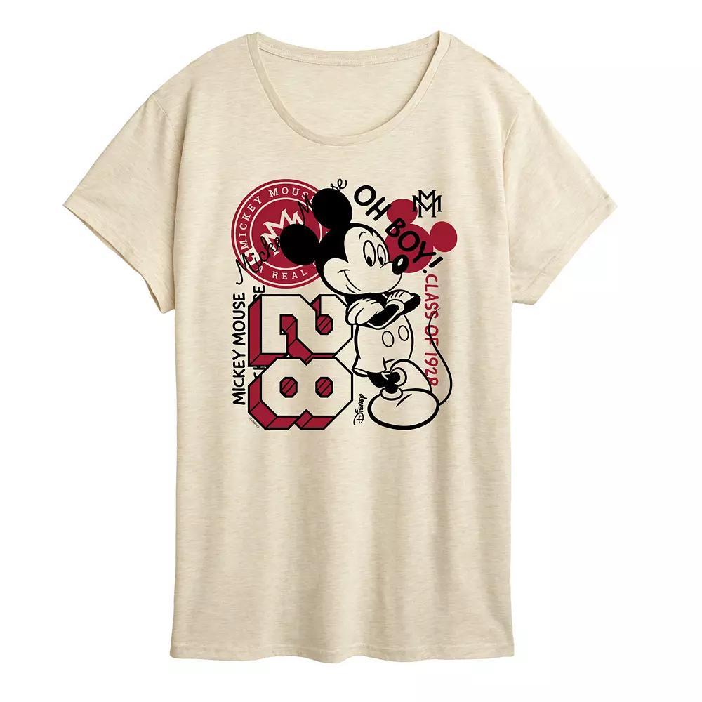 Disney's Mickey Mouse Women's Collegiate Collage Graphic Tee, Size: Medium, Beige Product Image