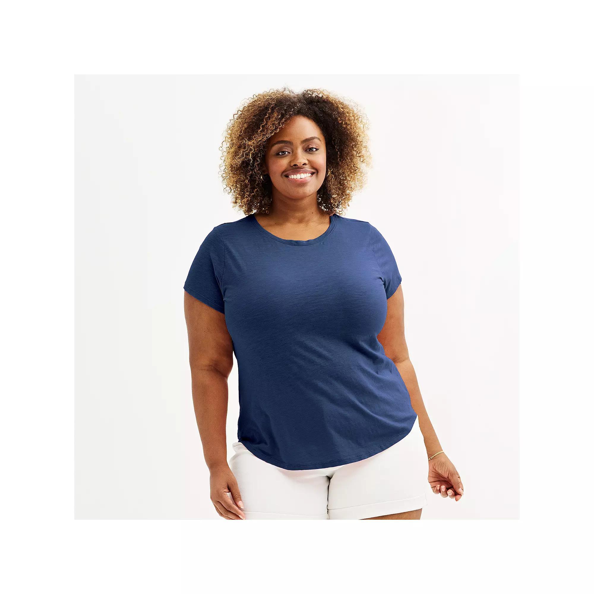 Plus Size Sonoma Goods For Life® Short-Sleeve Crew Tee, Women's, Size: 4XL, Blue Beauty Product Image