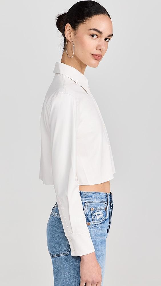 alice + olivia Leon Crop Vegan Button Down | Shopbop Product Image