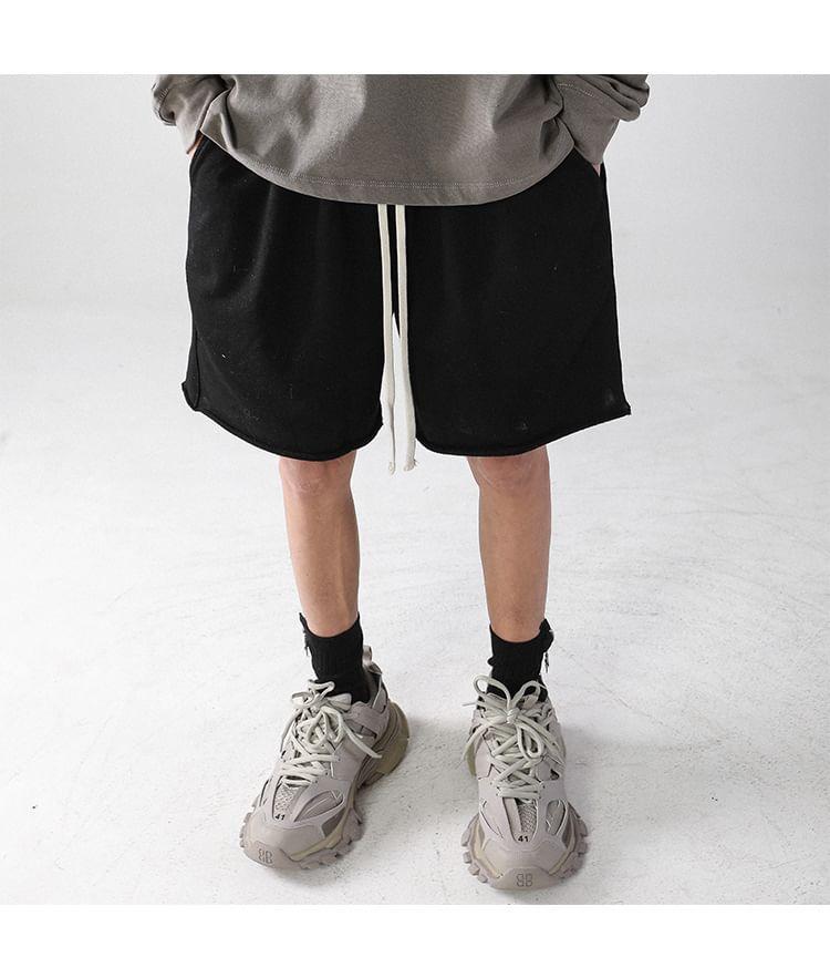 Drawstring Waist Plain Shorts Product Image