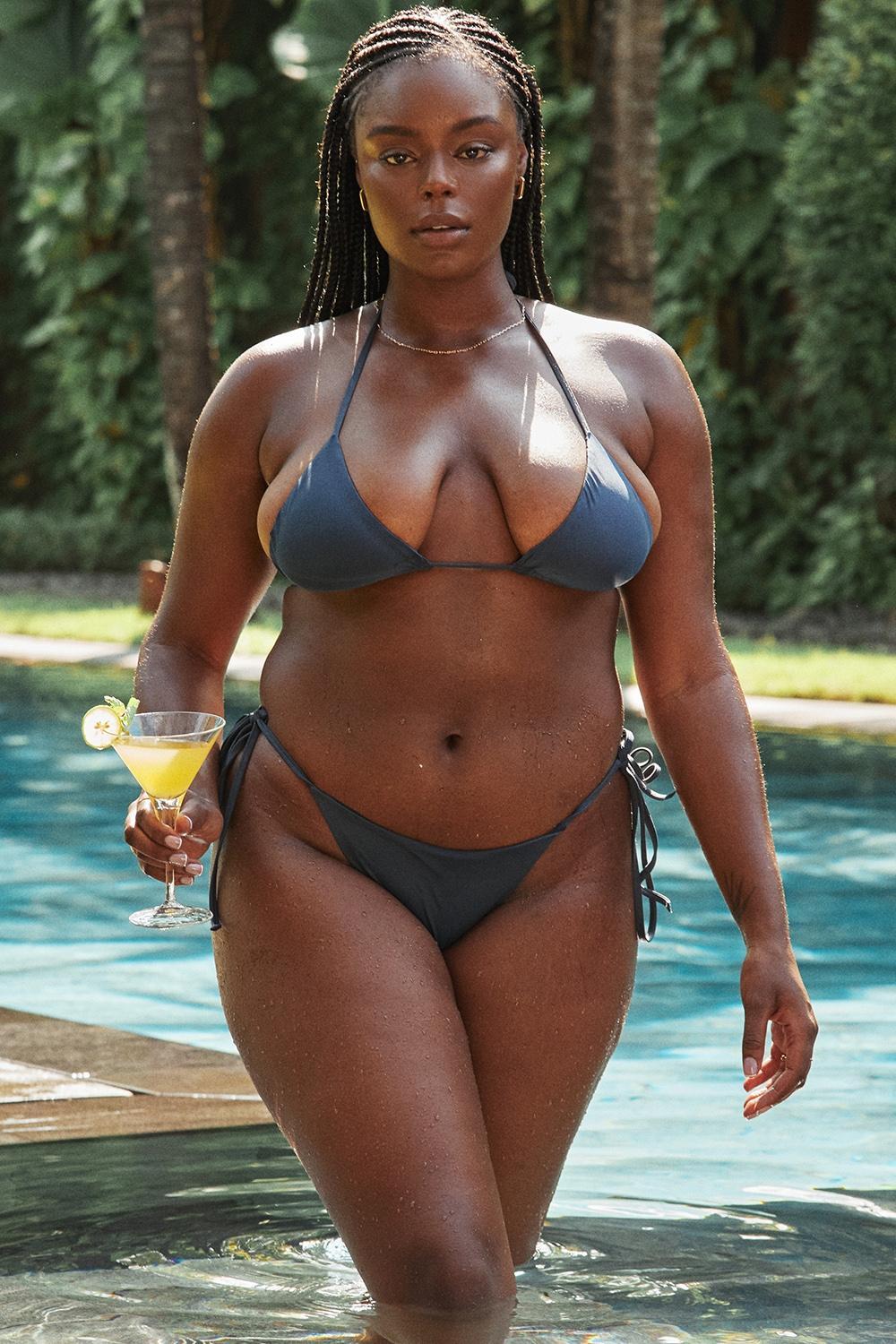 Santorini  deep blue tie side bikini bottom Product Image