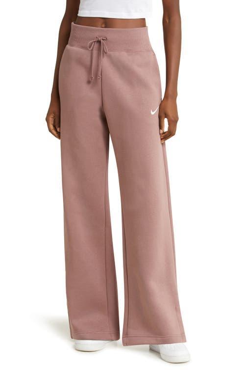 Nike Womens Phoenix High Rise Wide Pants - White/Pink Product Image