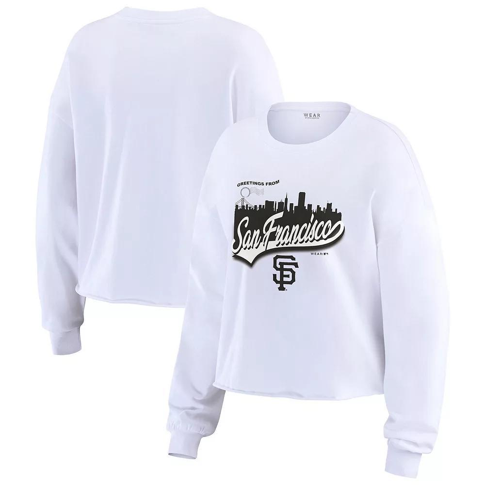 Women's WEAR by Erin Andrews White San Francisco Giants Domestic Postcard Long Sleeve T-Shirt, Size: Medium Product Image