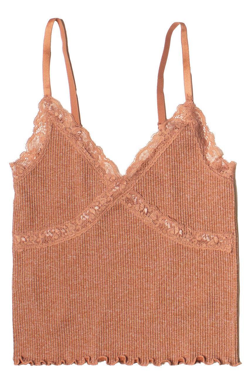 Lace Trim Ribbed Seamless Cami Product Image
