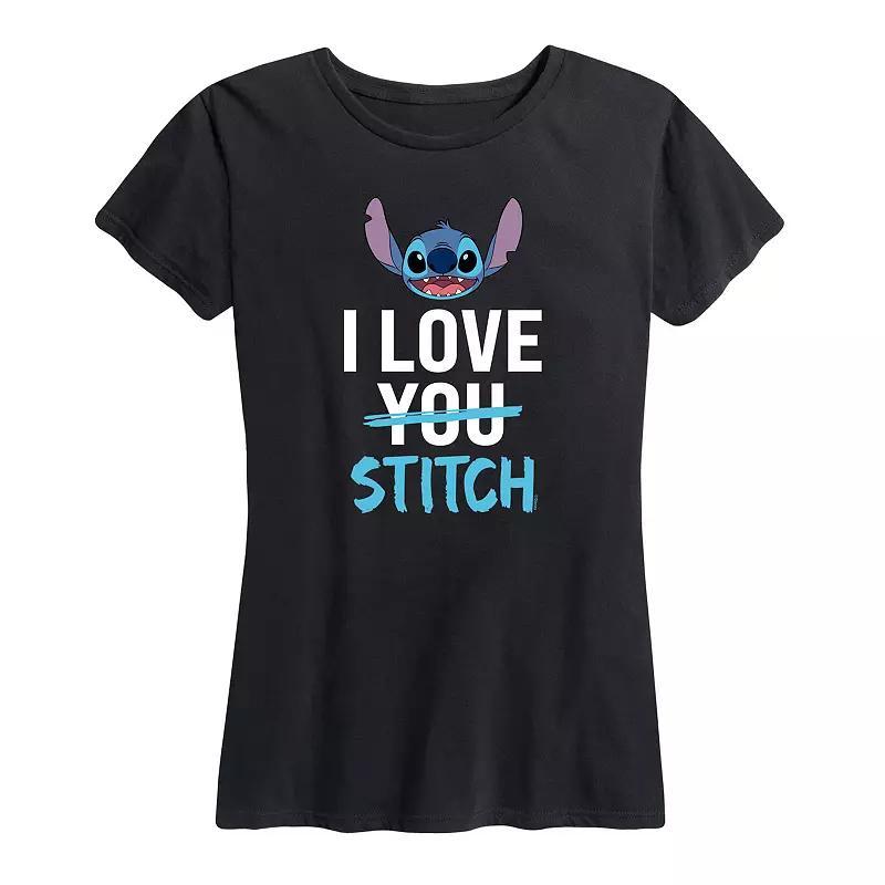 Disney's Lilo & Stitch Women's I Love Stitch Graphic Tee, Size: XL, Heather Grey Product Image