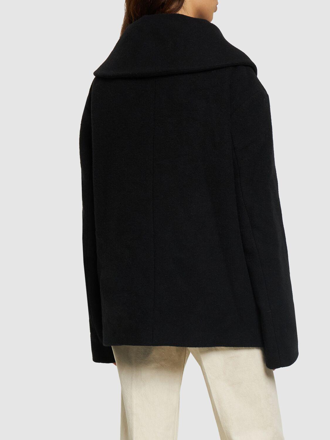 Wool Blend Felt Wrap Jacket In Black Product Image