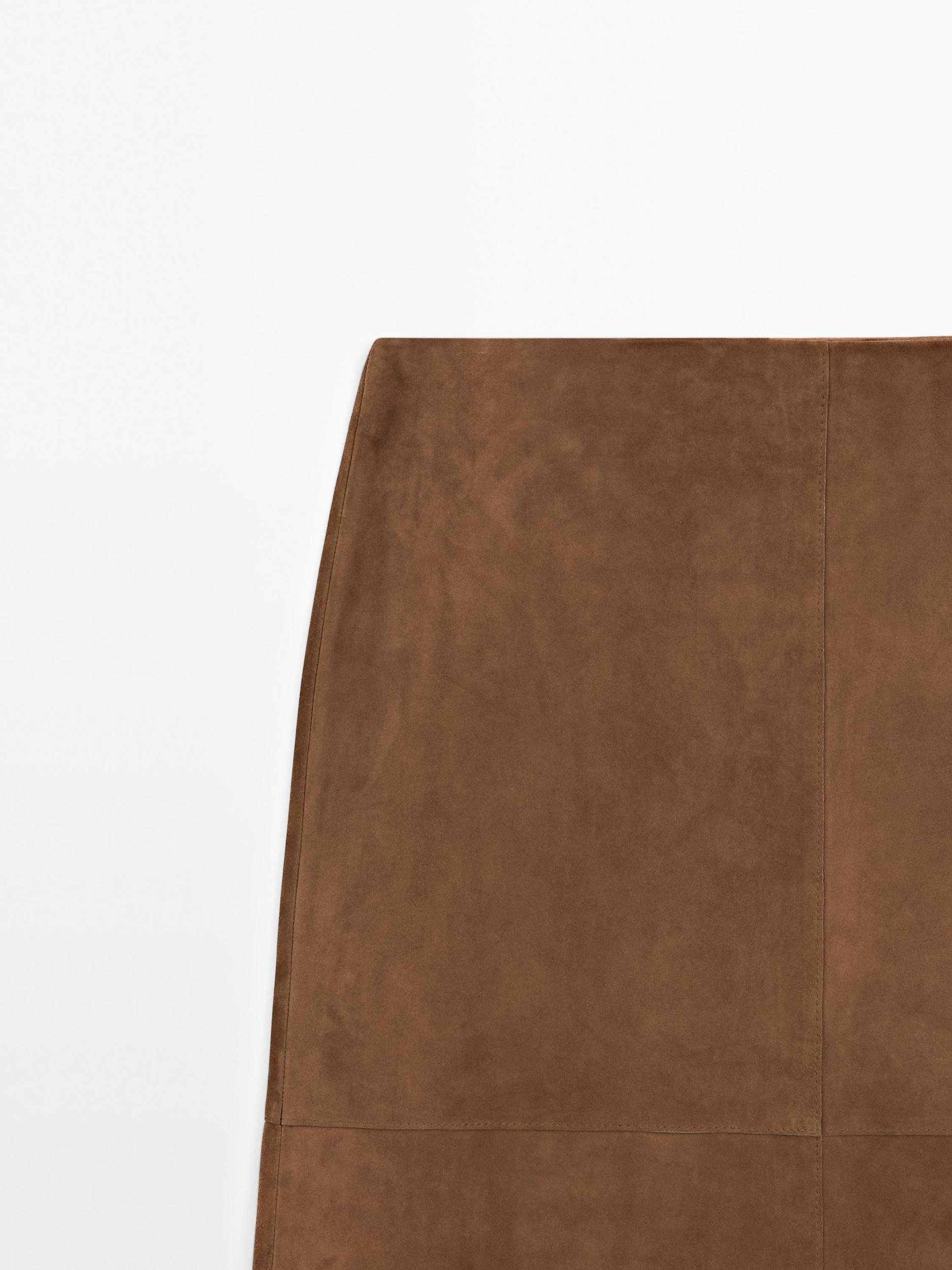 Suede leather midi skirt Product Image