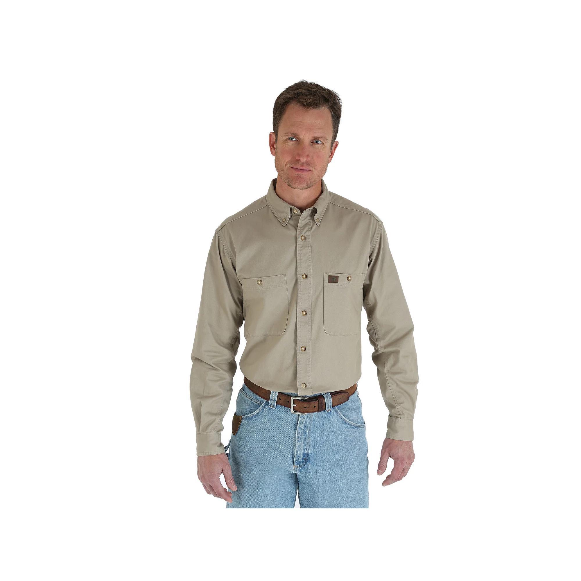 Mens Wrangler RIGGS Workwear Twill Button-Down Shirt Green Green Product Image