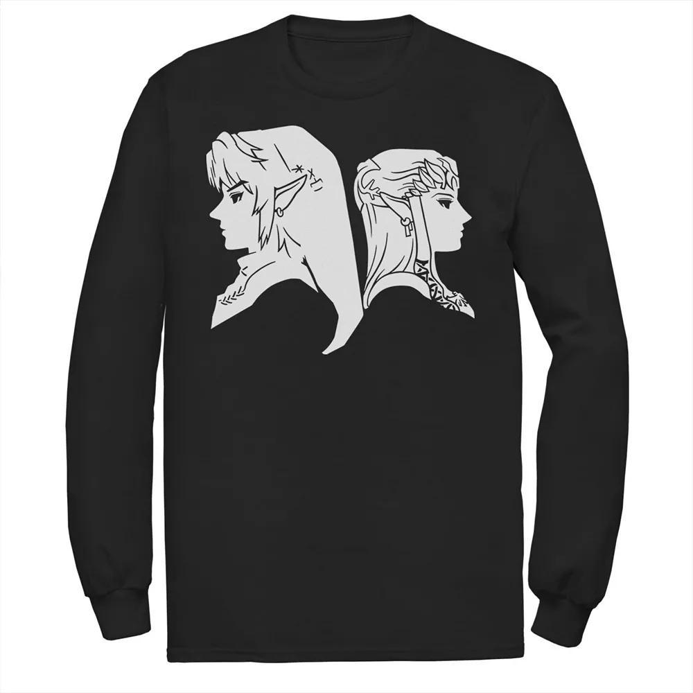 Men's Nintendo Zelda Link & Princess Profile Tee, Size: Medium, Black Product Image