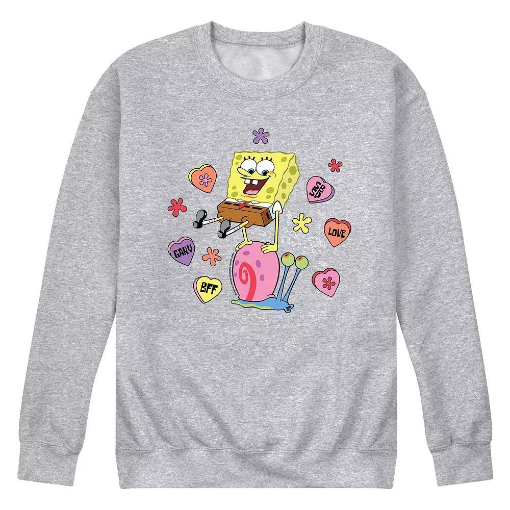 Men's SpongeBob Candy Hearts Sweatshirt, Size: Large, Gray Product Image