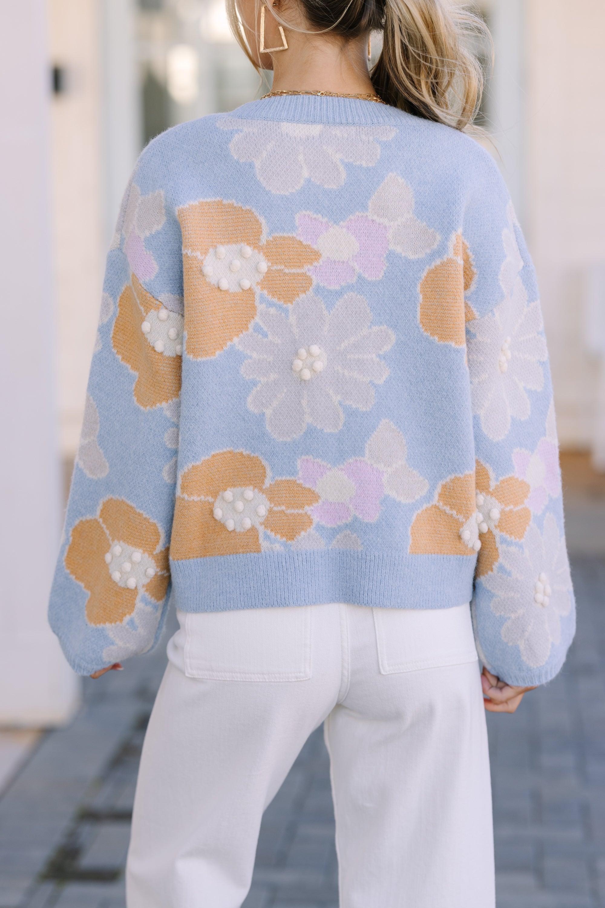 Easy To Love Blue Floral Sweater Female Product Image